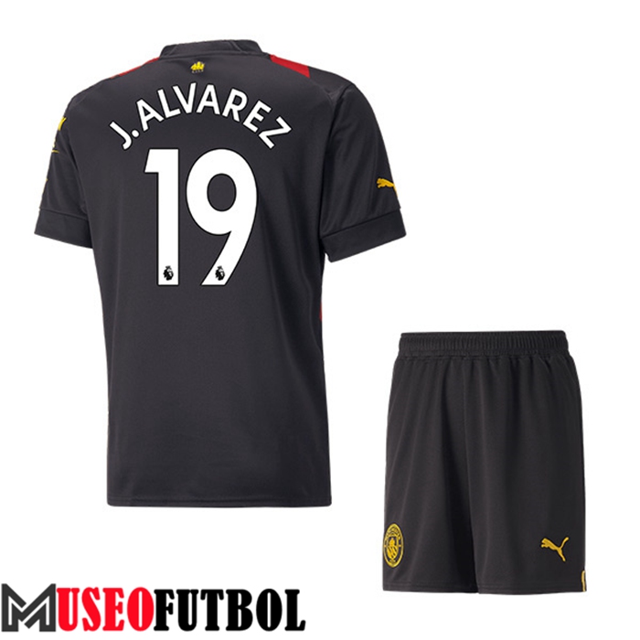 Camiseta Manchester City (J.ALVAREZ #19) Ninos Segunda 2022/23