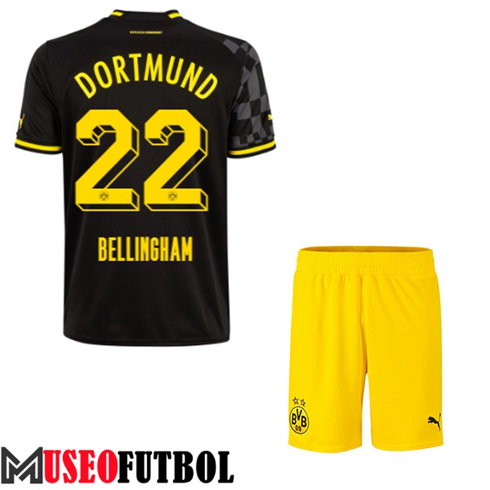 Camiseta Dortmund BVB (BELLINGHAM #22) Ninos Segunda 2022/23