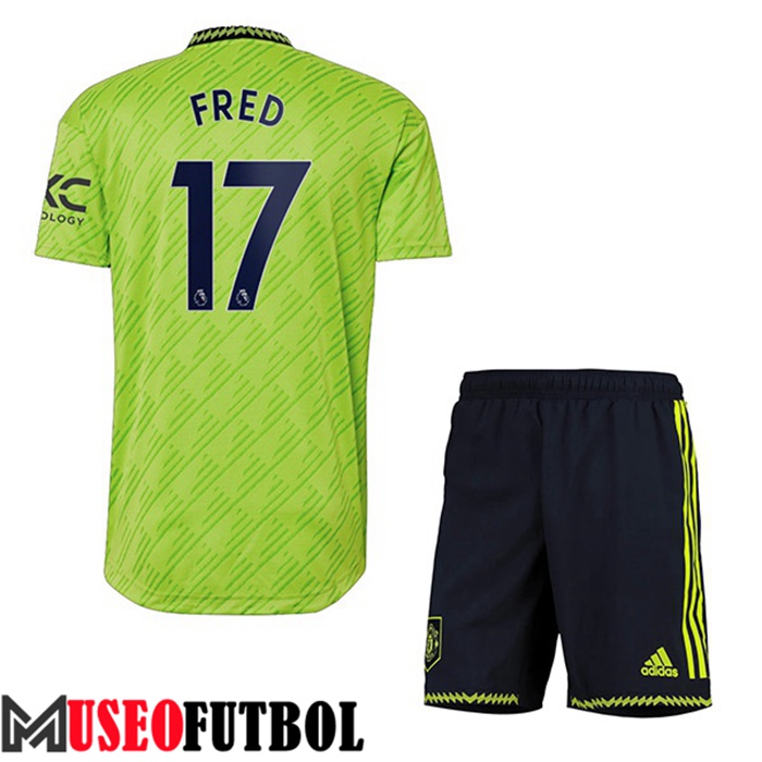 Camiseta Manchester United (FRED #17) Ninos Tercera 2022/2023