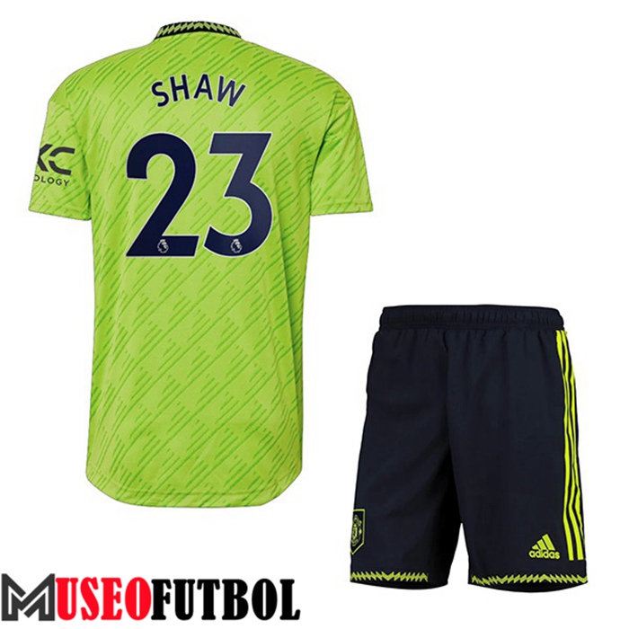 Camiseta Manchester United (SHAW #23) Ninos Tercera 2022/2023