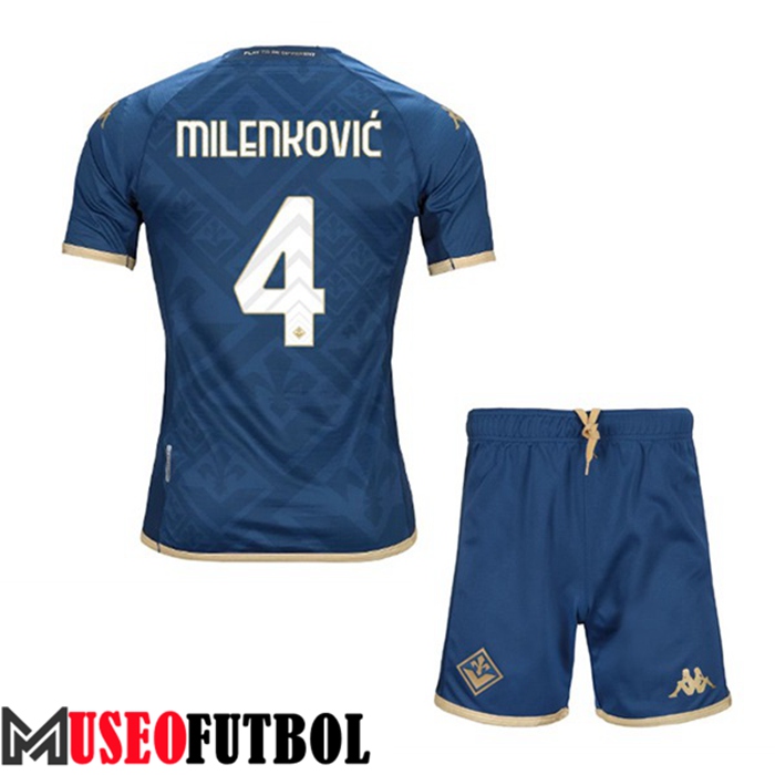 Camiseta ACF Fiorentina (MILENKOVIĆ #4) Ninos Tercera 2022/2023