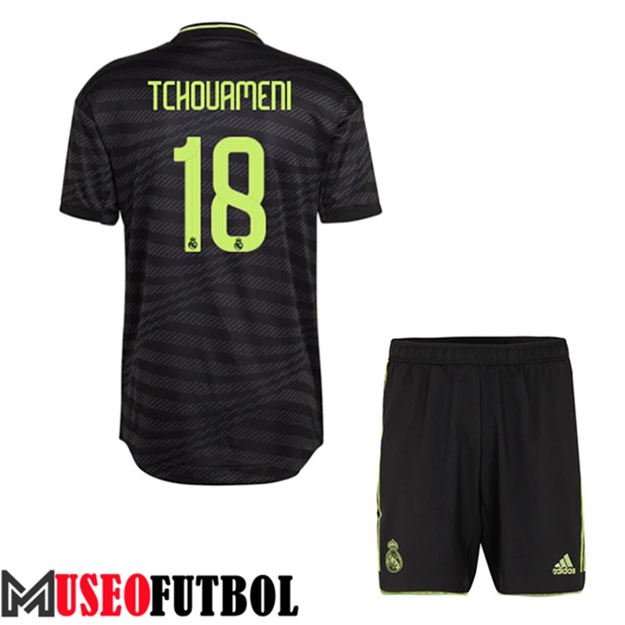 Camiseta Real Madrid (TCHOUAMENI #18) Ninos Tercera 2022/2023