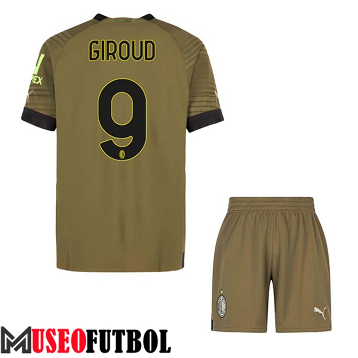 Camiseta AC Milan (GIROUD #9) Ninos Tercera 2022/2023