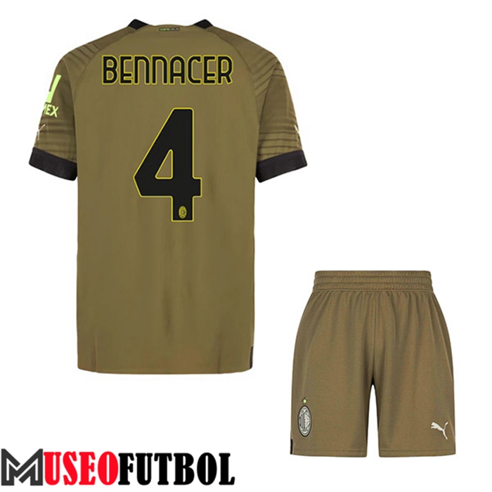 Camiseta AC Milan (BENNACER #4) Ninos Tercera 2022/2023