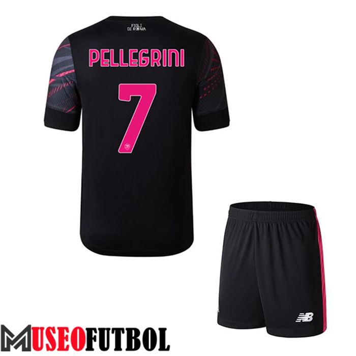 Camiseta AS Roma (PELLEGRINI #7) Ninos Tercera 2022/2023