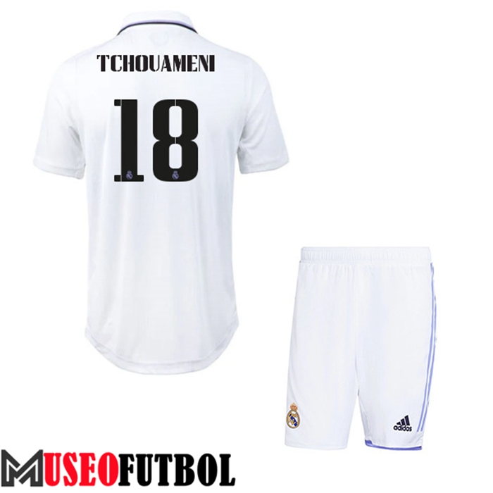 Camiseta Real Madrid (TCHOUAMENI #18) Ninos Primera 2022/23