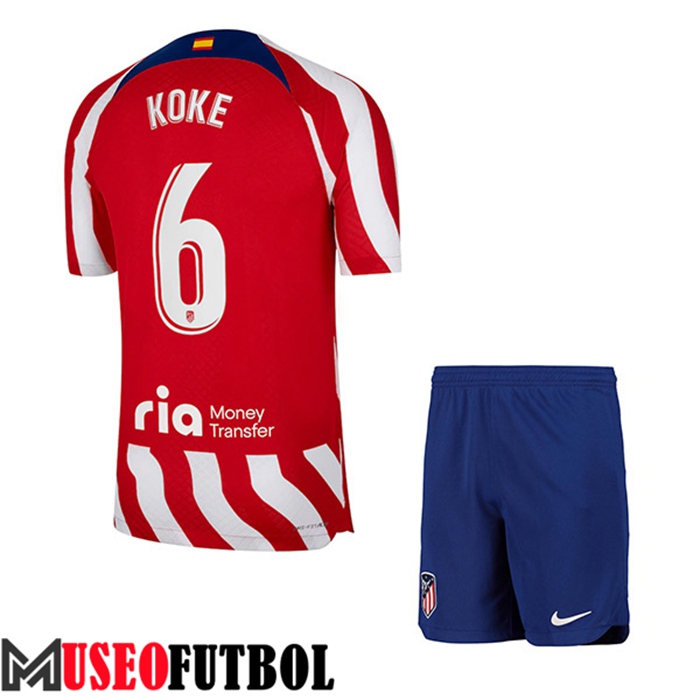 Camiseta Atletico Madrid (KOKE #6) Ninos Primera 2022/23