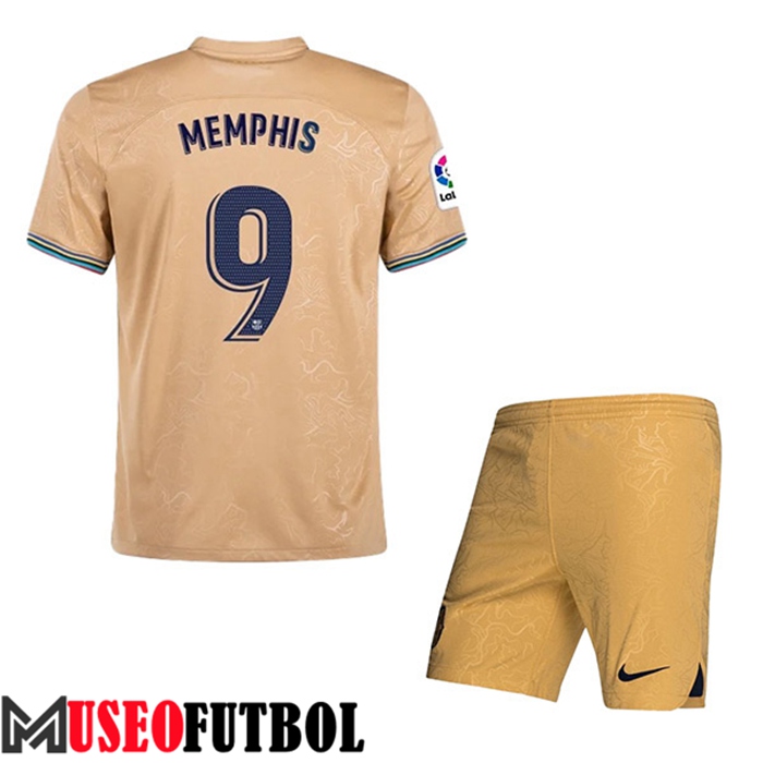 Camiseta FC Barcelona (MEMPHIS #9) Ninos Segunda 2022/23