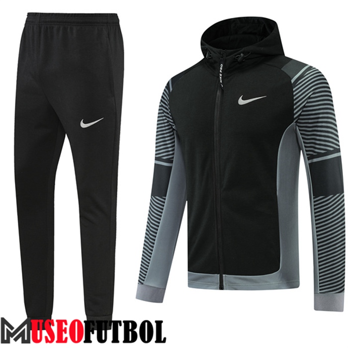 Chaqueta Con Capucha Chandal Futbol Nike Negro/Gris 2022/2023