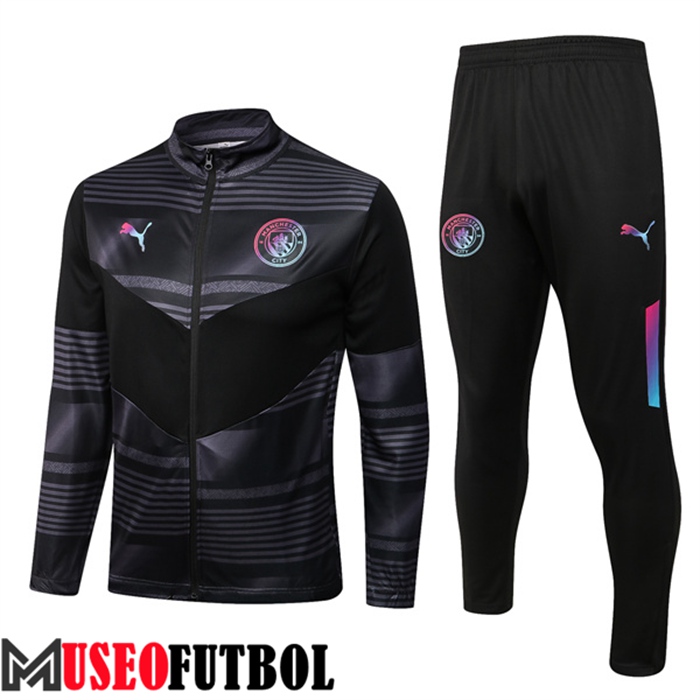 Chandal Futbol - Chaqueta Manchester City Negro/Gris 2022/2023