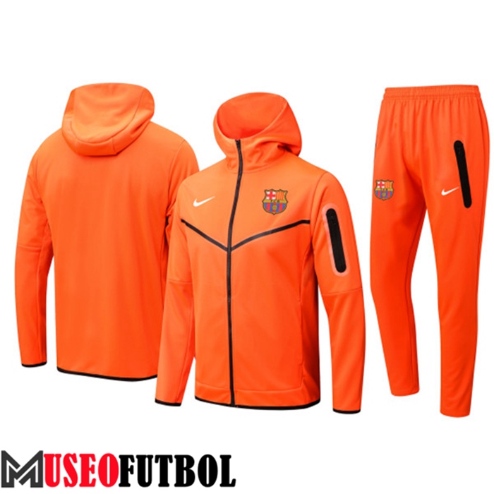 Chaqueta Con Capucha Chandal Futbol FC Barcelona Naranja 2022/2023