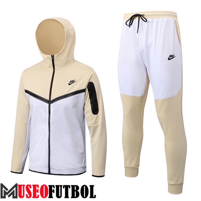 Chaqueta Con Capucha Chandal Futbol NIKE Blanco/Amarillo 2022/2023