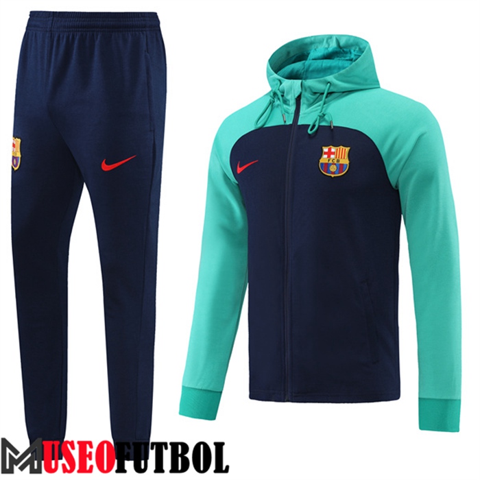 Chaqueta Con Capucha Chandal Futbol FC Barcelona Azul/Verde 2022/2023