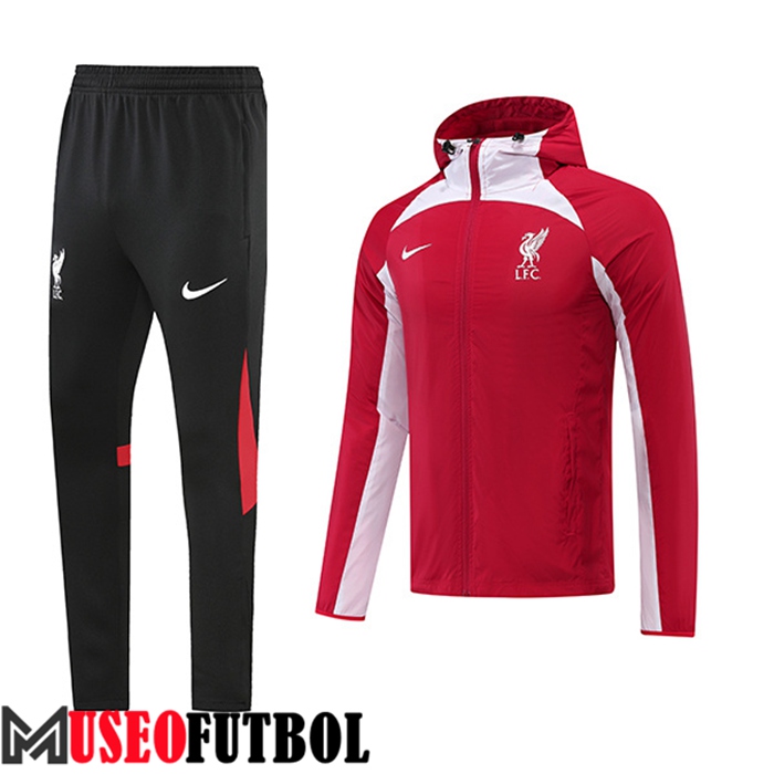 Chaqueta Con Capucha Rompevientos FC Liverpool Rojo/Blanco 2022/2023