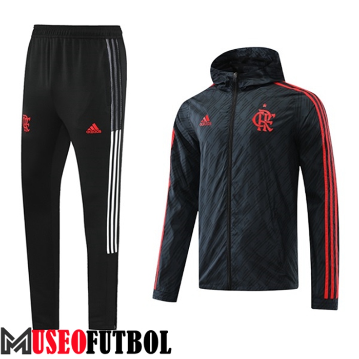 Chaqueta Con Capucha Rompevientos Flamengo Negro/Rojo 2022/2023