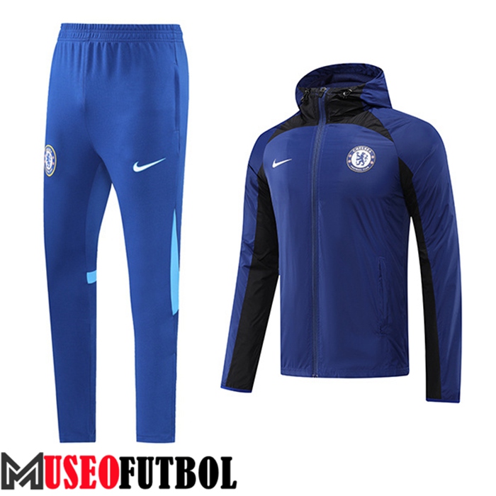 Chaqueta Con Capucha Rompevientos FC Chelsea Negro/Azul 2022/2023