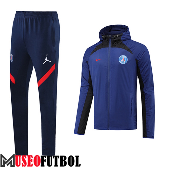 Chaqueta Con Capucha Rompevientos PSG Negro/Azul 2022/2023