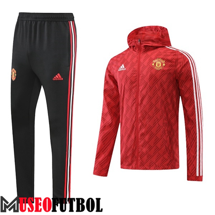 Chaqueta Con Capucha Rompevientos Manchester United Rojo 2022/2023