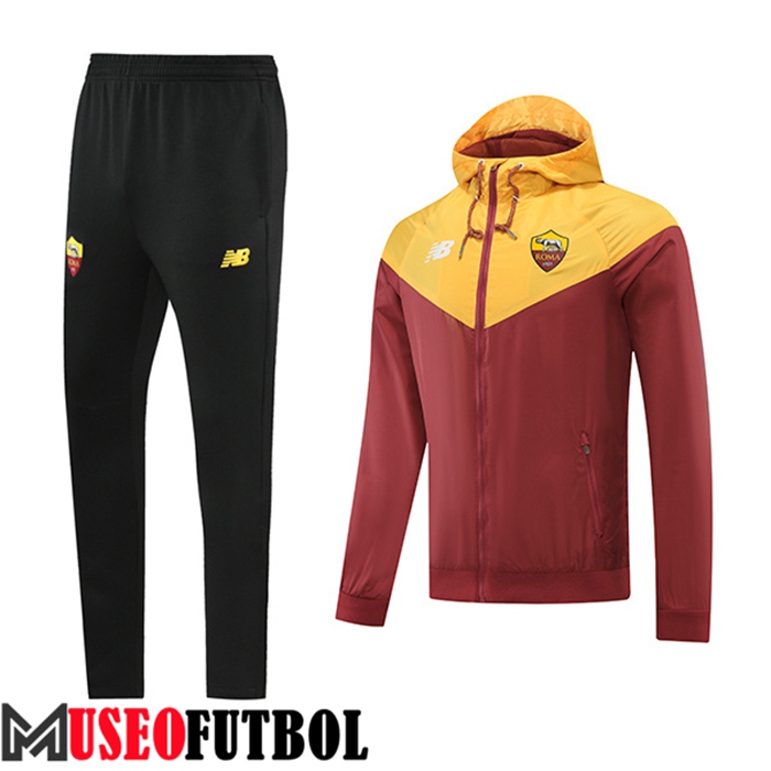 Chaqueta Con Capucha Rompevientos AS Roma Amarillo/Marrón 2022/2023