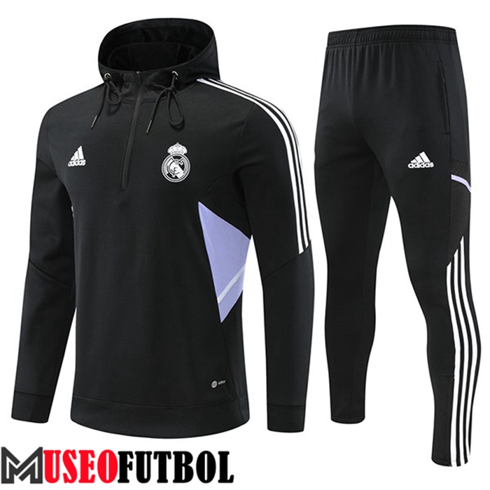 Chaqueta Con Capucha Rompevientos Real Madrid Negro 2022/2023