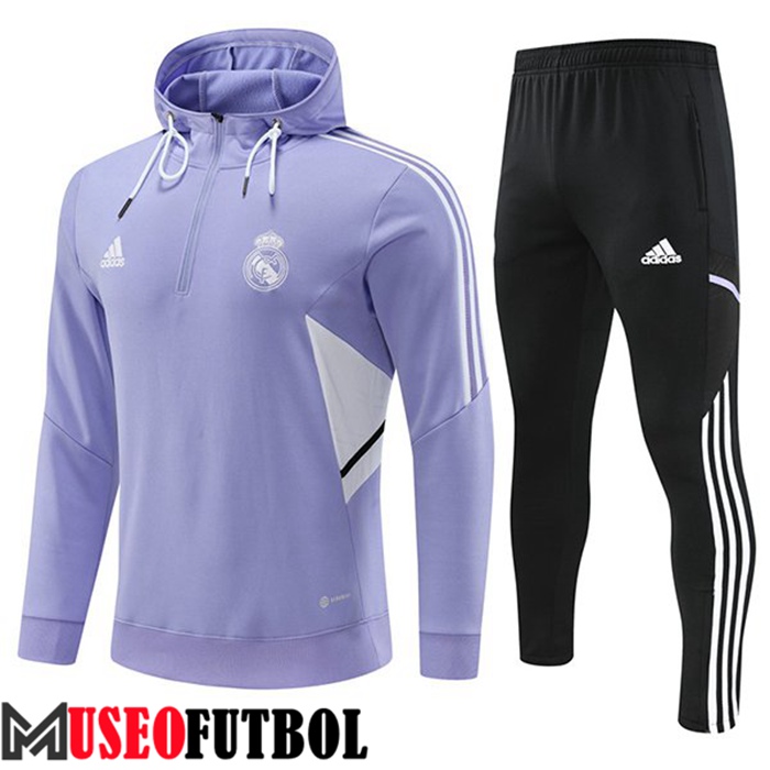 Chaqueta Con Capucha Rompevientos Real Madrid Púrpura 2022/2023