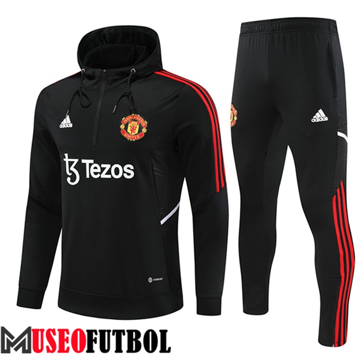 Chaqueta Con Capucha Rompevientos Manchester United Negro 2022/2023