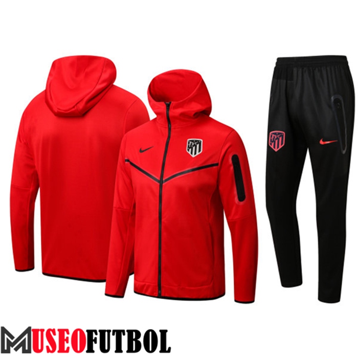 Chaqueta Con Capucha Chandal Futbol Atletico Madrid Rojo 2022/2023