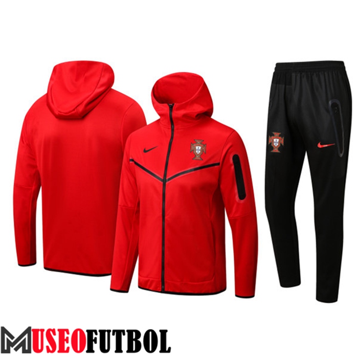 Chaqueta Con Capucha Chandal Futbol Portugal Rojo 2022/2023