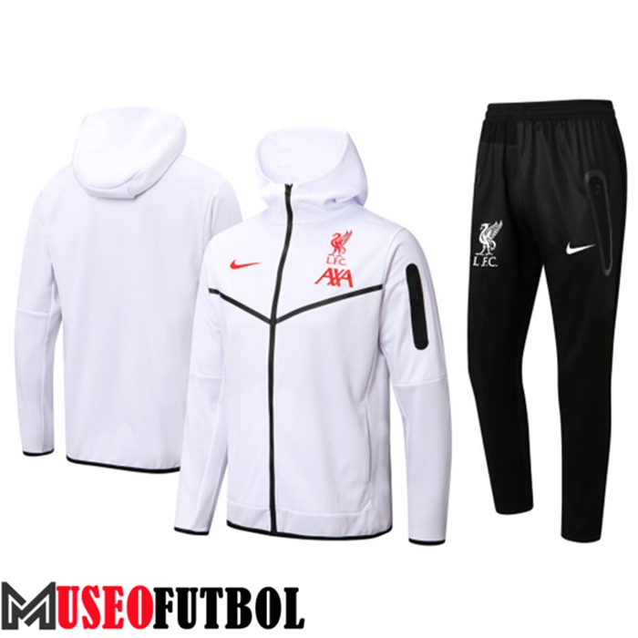 Chaqueta Con Capucha Chandal Futbol FC Liverpool Blanco 2022/2023