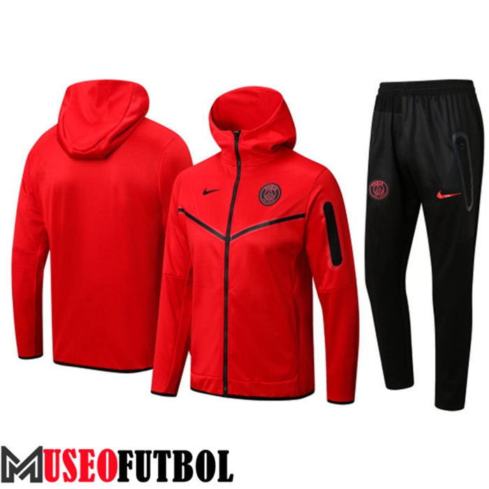 Chaqueta Con Capucha Chandal Futbol PSG Rojo 2022/2023