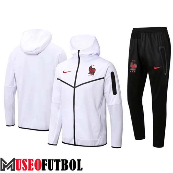 Chaqueta Con Capucha Chandal Futbol Francia Blanco 2022/2023