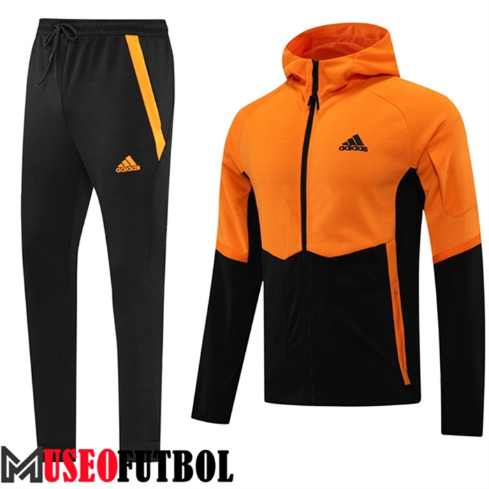 Chaqueta Con Capucha Chandal Futbol Adidas Negro/Naranja 2022/2023