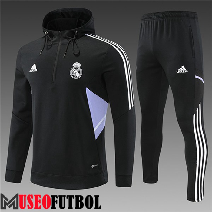 Chaqueta Con Capucha Chandal Futbol Real Madrid Ninos Negro 2022/2023