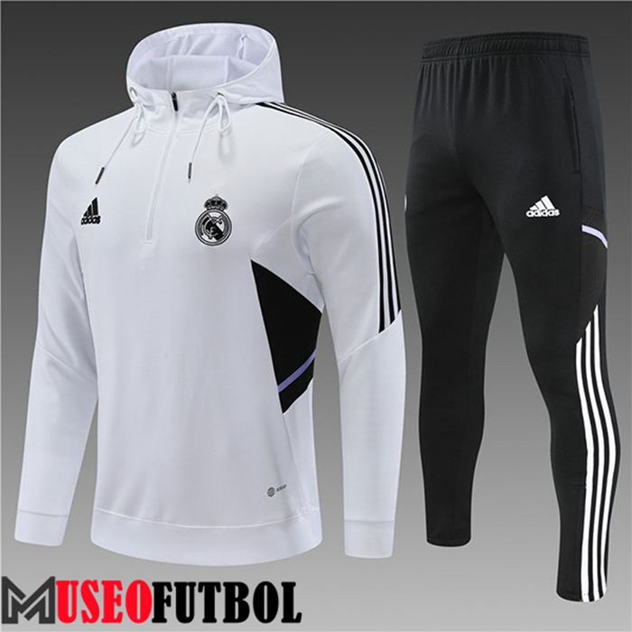 Chaqueta Con Capucha Chandal Futbol Real Madrid Ninos Blanco 2022/2023