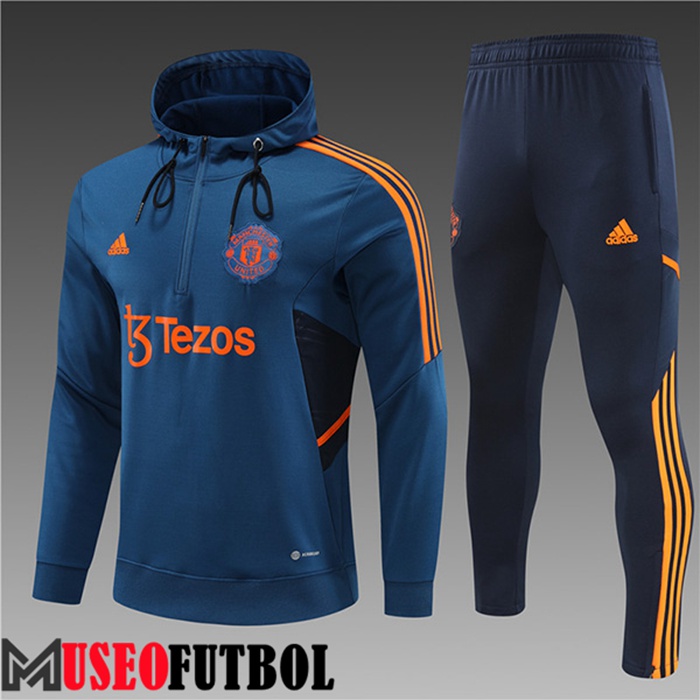 Chaqueta Con Capucha Chandal Futbol Real Manchester United Ninos Azul 2022/2023