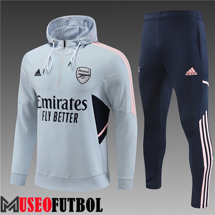 Chaqueta Con Capucha Chandal Futbol Arsenal Ninos Gris Claire 2022/2023