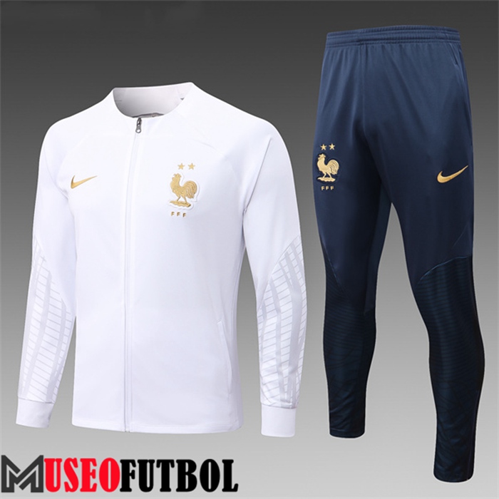 Chandal Futbol - Chaqueta Francia Ninos Blanco Azul Marins 2022/2023