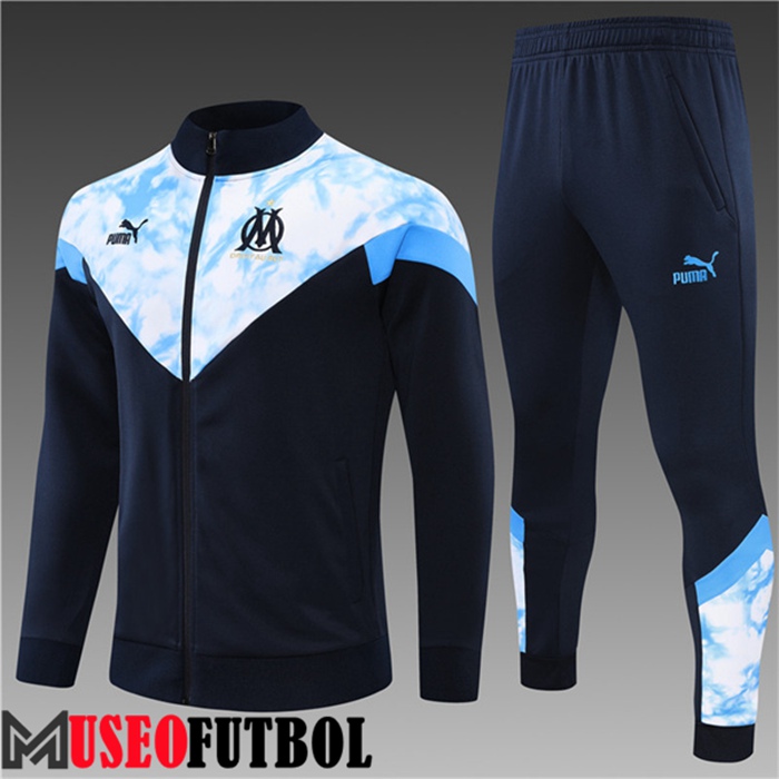 Chandal Futbol - Chaqueta Marsella Ninos Azul Marin/Blanco 2022/2023