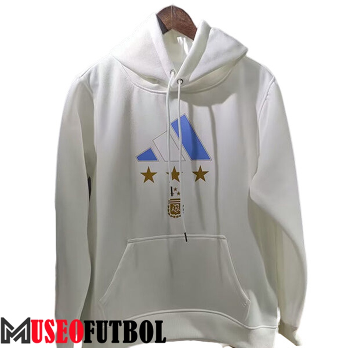 Sudadera De Entrenamiento Capuche Argentina 3 Stars (MESSI #10) Blanco 2022/2023