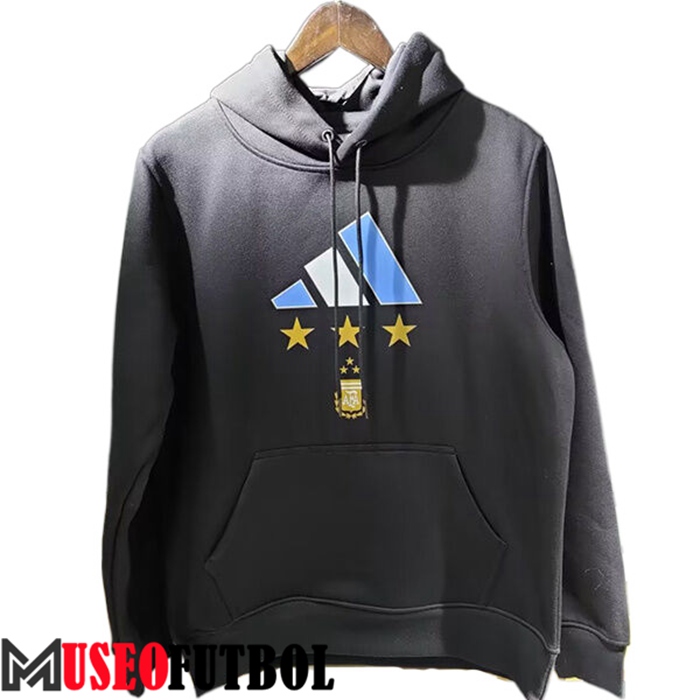 Sudadera De Entrenamiento Capuche Argentina 3 Stars (MESSI #10) Negro 2022/2023