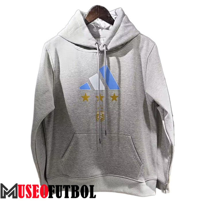 Sudadera De Entrenamiento Capuche Argentina 3 Stars (MESSI #10) Gris 2022/2023