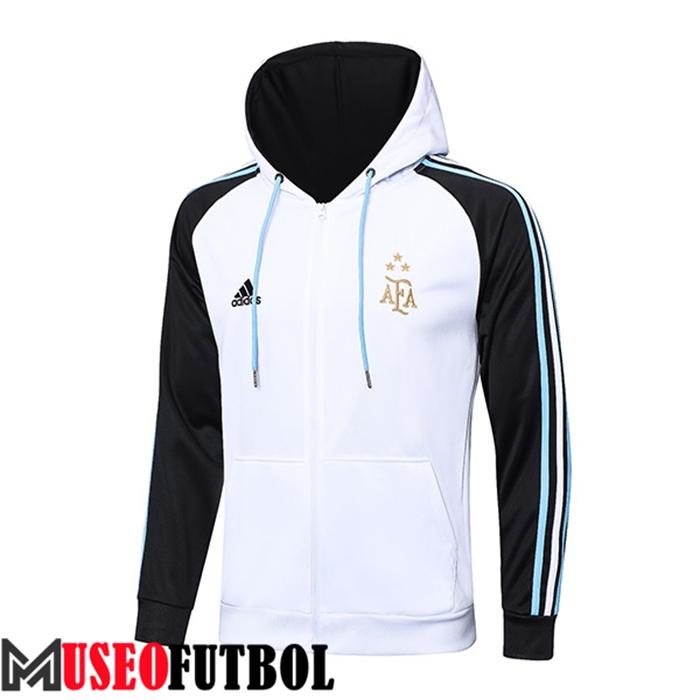 Chaqueta Con Capucha Argentina 3 Stars Blanco/Negro 2022/2023