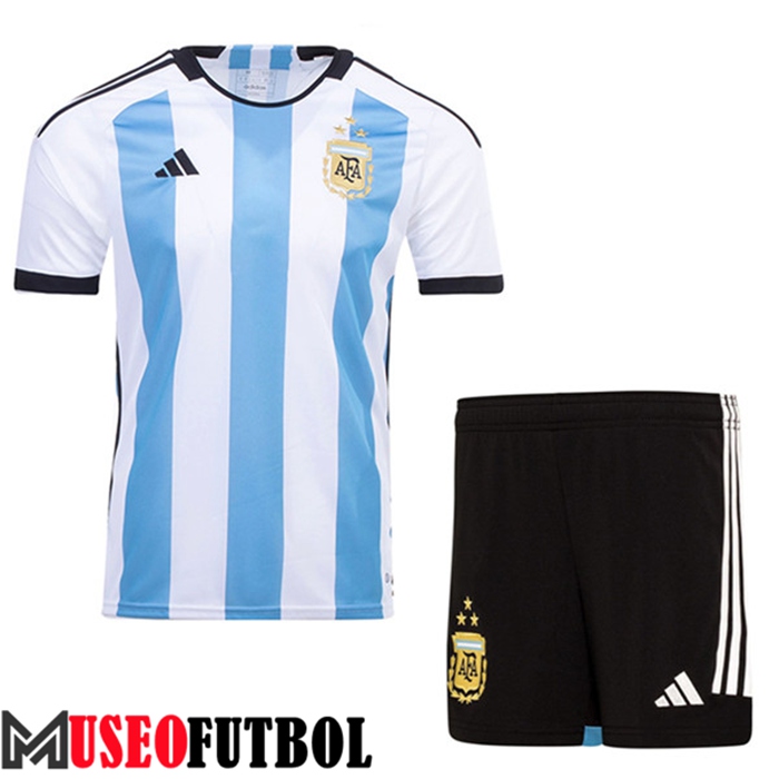 Camiseta Argentina 3 Stars Primera Short Copa Del Mundo 2022