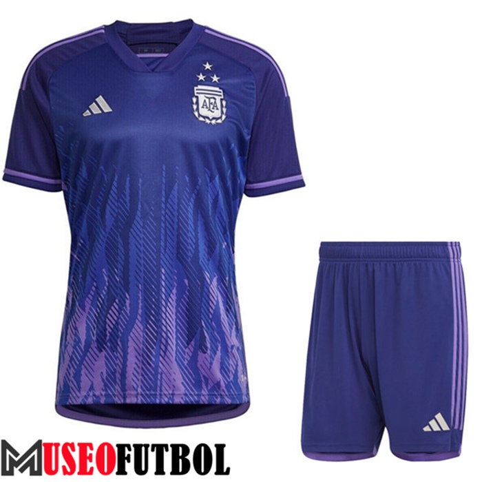 Camiseta Argentina 3 Stars Segunda Short Copa Del Mundo 2022