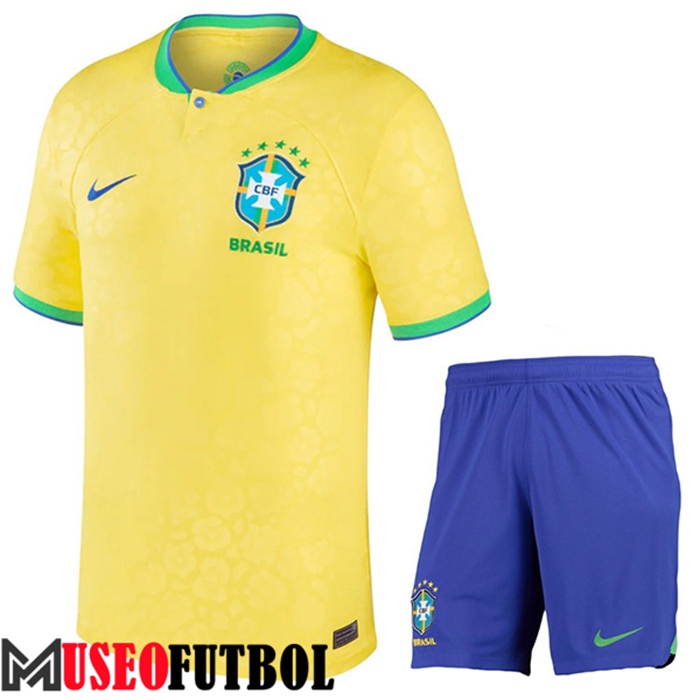 Camiseta Brasil Ninos Primera Copa Del Mundo 2022