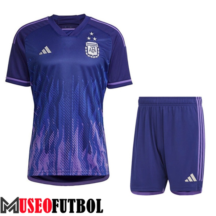 Camiseta Argentina 3 Stars Segunda Ninos Copa Del Mundo 2022